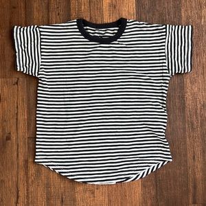 Madewell Striped Boxy Tee - gray/ off white